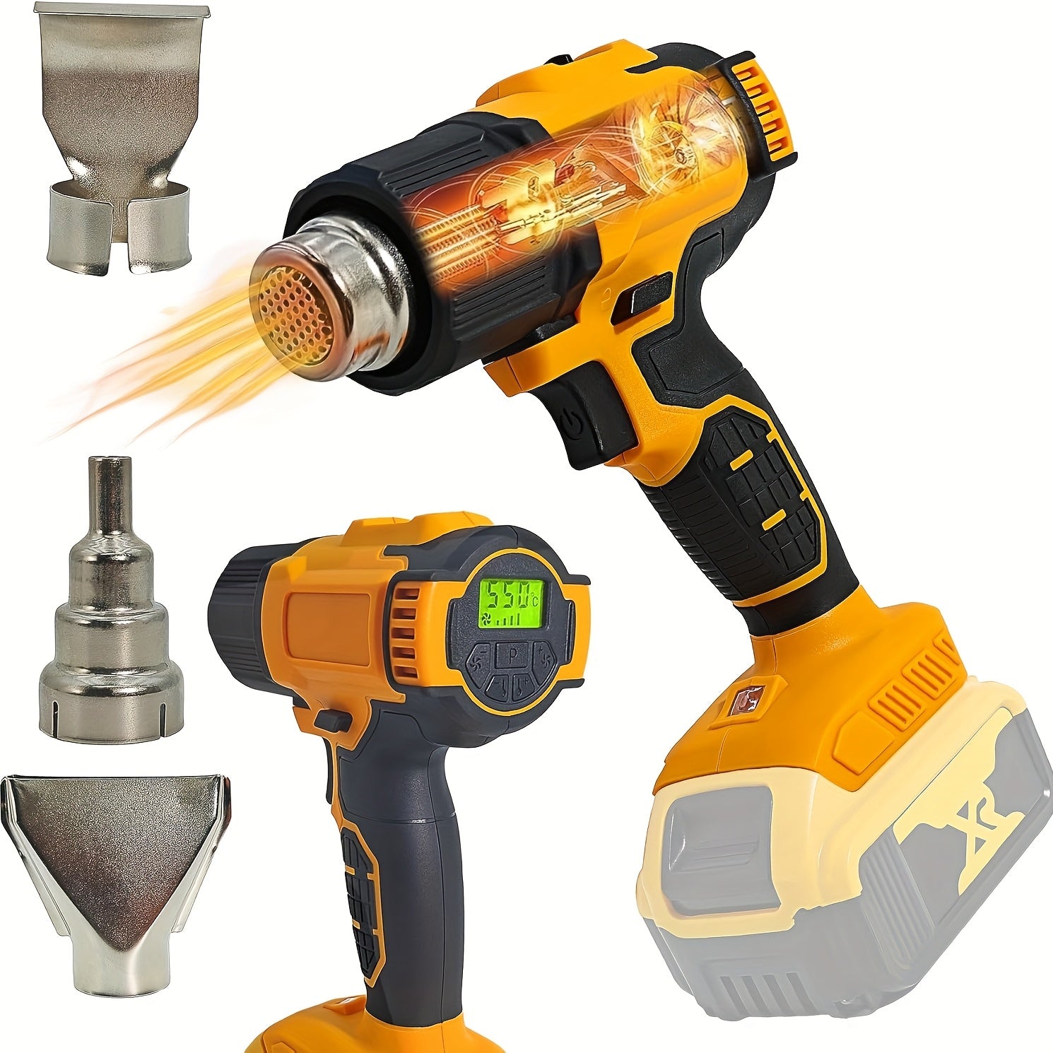 DeWalt 20V MAX Compatible Cordless Heat Gun – 1022°F Max Temp, Optional LCD Digital Display, for Shrink Wrap, Soldering, Crafts & Wire Connectors (Battery Not Included)