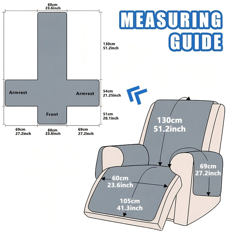 1pc High Quality Recliner Cover Sofa Cover, Quilted Sofa Recliner Cover with Pockets And Elastic Straps, Pet Scratch-Resistant Sofa Pad, Housse De Fauteuil Inclinable, Washable Furniture Protective Cover, Easy to Install, Mother's Day Home Decor.