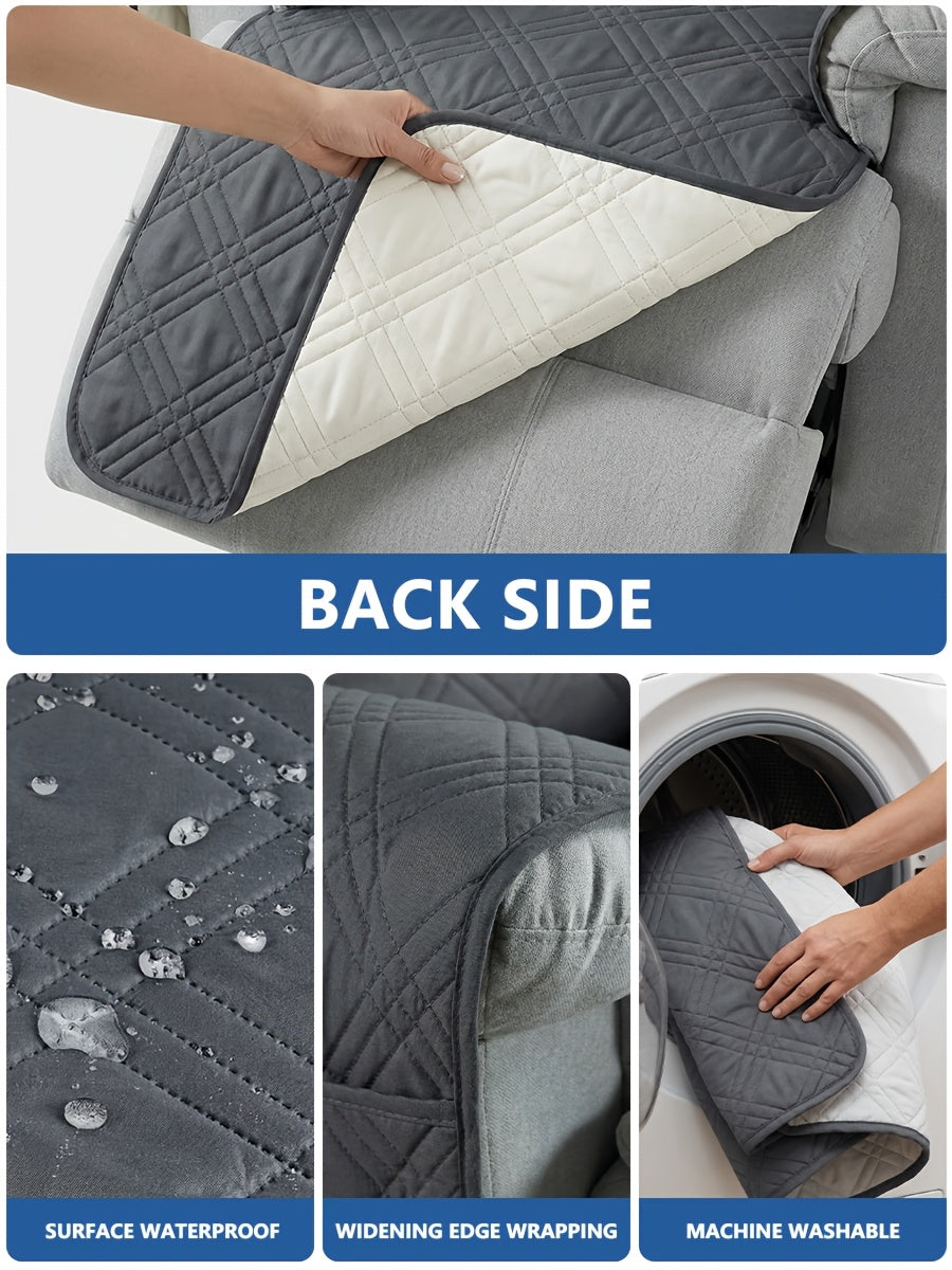 1pc High Quality Recliner Cover Sofa Cover, Quilted Sofa Recliner Cover with Pockets And Elastic Straps, Pet Scratch-Resistant Sofa Pad, Housse De Fauteuil Inclinable, Washable Furniture Protective Cover, Easy to Install, Mother's Day Home Decor.
