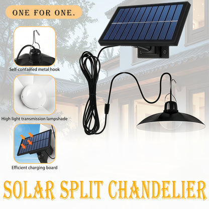 Solar Outdoor Roof Light IP55 Waterproof - Auto On/Off Dusk to Dawn Solar Chandelier Lamp for Gazebo, Barn, Chicken Coop, Courtyard, Garage, Campsite & Porch - Wireless Solar Hanging Light