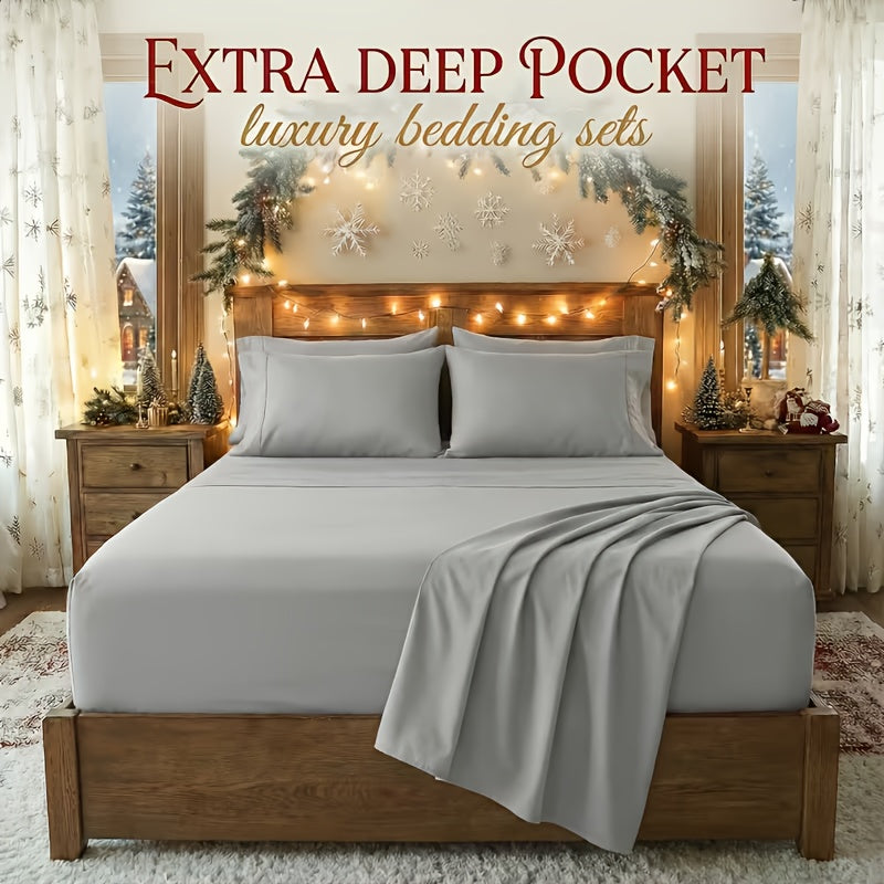 Bamboo Cooling Bed Sheet Set 4/6pcs Luxury Soft – Deep Pocket Elastic Breathable Hotel Sheets & Pillowcase Set, Twin Full Queen King – ShopVora CA