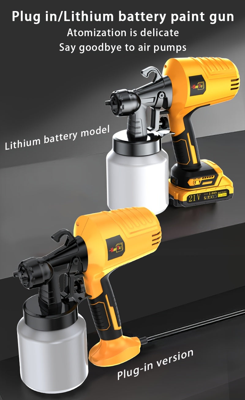 Lithium Ion Spray Paint Gun Combination, Equipped with Multiple Components for Easy Cleaning, Suitable for DIY Home, Furniture, Cabinets, Fences, Walls, Doors, and Car Repairs. It Is the Perfect Gift for Fathers or Husbands, Without Charger, Optional
