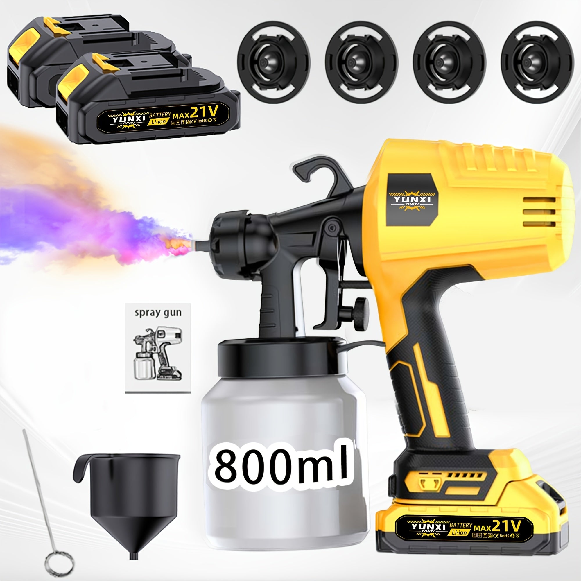 Wireless High Voltage Spray Gun, Portable Wireless Spray Gun, Rechargeable Lithium Battery, Suitable for Automotive, Varnish, Furniture, DIY, and House Painting