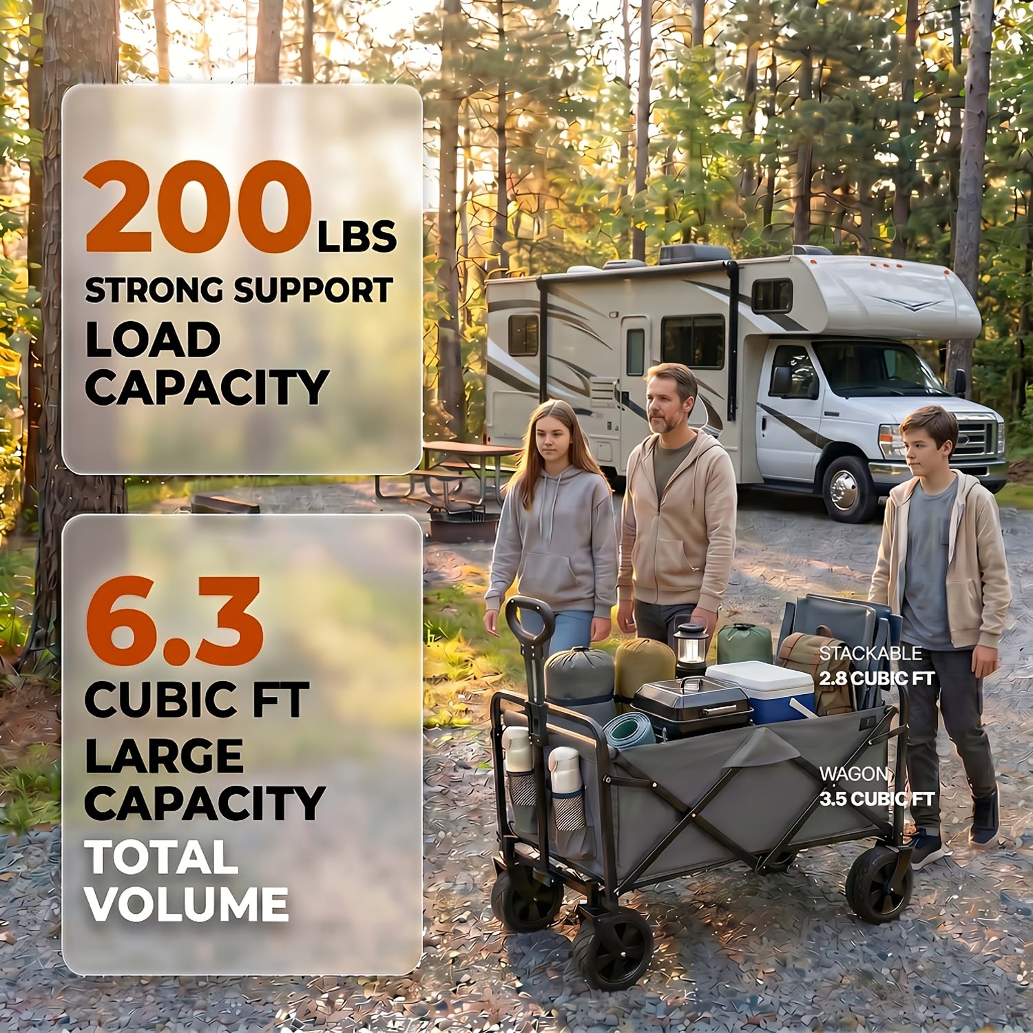 Folding Wagon Cart, Collapsible Garden Wagon with All-Terrain Wheels, Heavy Duty Folding Utility Cart, Multifunctional Collapsible Wagon for Camping Beach Gardening