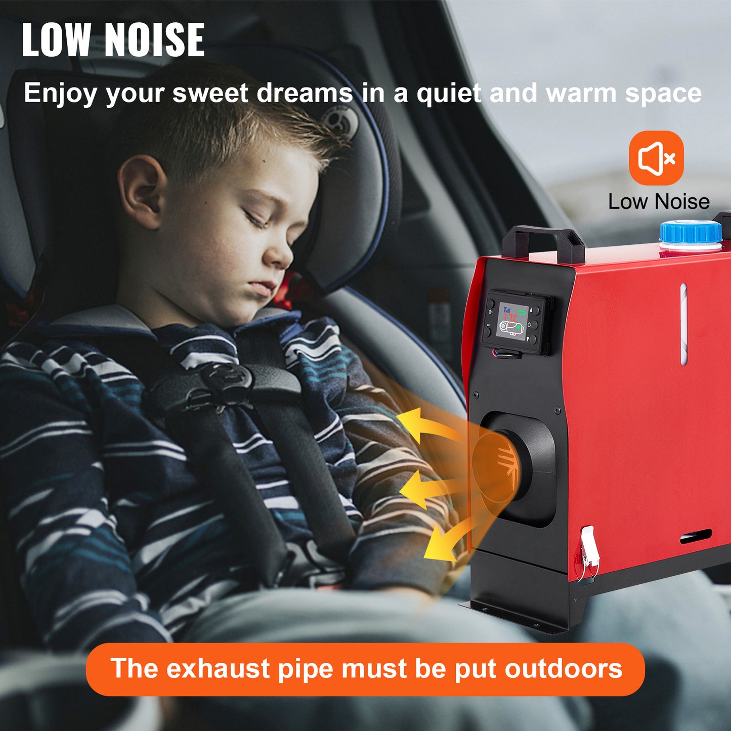 8KW Diesel Air Heater 12V with LCD Display & Muffler for Car, Truck, RV, Motorhome & Caravan – All-Season Parking Heater, Heats in 10 Min, Low Fuel Consumption, -40°C Rated