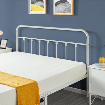 Farmhouse Iron Platform Bed Frame High Headboard Footboard Slatted Base 800 lb No Box Spring Underbed Storage - ALDEN DESIGN Classic Bed, Black White, Twin Full Queen, Canada