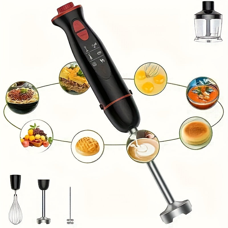5-in-1 Immersion Hand Blender 1000W – 12-Speed LED Handheld Stick Blender with Stainless Steel Blades, Chopper, Beaker, Whisk & Milk Frother – BPA-Free for Smoothies, Soup & Puree