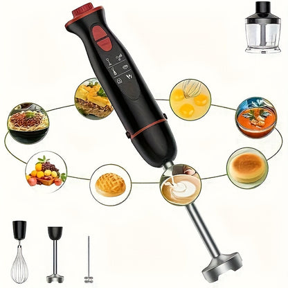 5-in-1 Immersion Hand Blender 1000W – 12-Speed LED Handheld Stick Blender with Stainless Steel Blades, Chopper, Beaker, Whisk & Milk Frother – BPA-Free for Smoothies, Soup & Puree