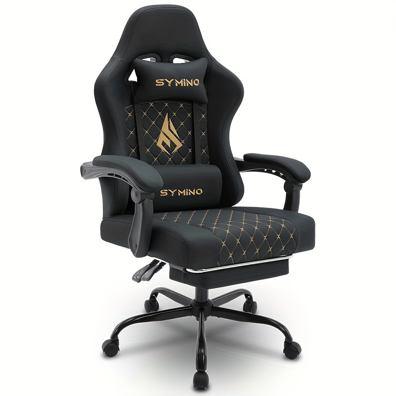 SYMINO Ergonomic Gaming Chair Adjustable Lumbar Support Footrest Memory Foam Heavy Duty PU Leather 360° Swivel Office Chair for PC Gaming Home Office Black Gray Canada