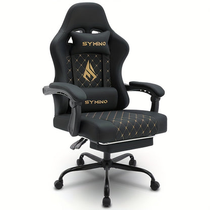 SYMINO Ergonomic Gaming Chair Adjustable Lumbar Support Footrest Memory Foam Heavy Duty PU Leather 360° Swivel Office Chair for PC Gaming Home Office Black Gray Canada