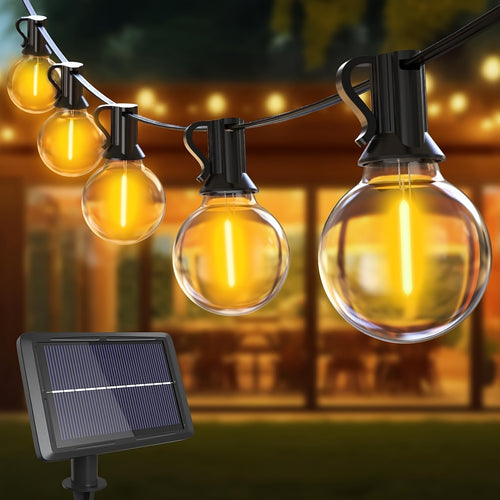 75ft Solar String Lights with Shatterproof G40 Bulbs & 4 Lighting Modes – Dimmable Solar Hanging Lights for Backyard, Garden, Patio, Balcony & Party Decoration | ShopVora CA