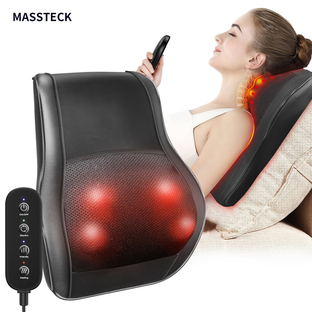 MASSTECK Shiatsu Back Massager with Heat, Deep Tissue for Neck, Shoulders And Back, 3 Massager Modes And 2 Heating Levels, 3D Kneading Massage for Body, Massager Gifts for Mom, Dad, Women