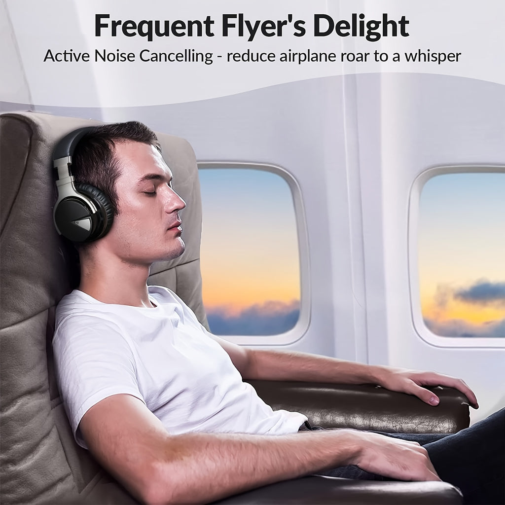 Active Noise Cancelling Headphones with Microphone Deep Bass Wireless Headphones Over Ear, Comfortable Earpads, 30 Hours Playtime