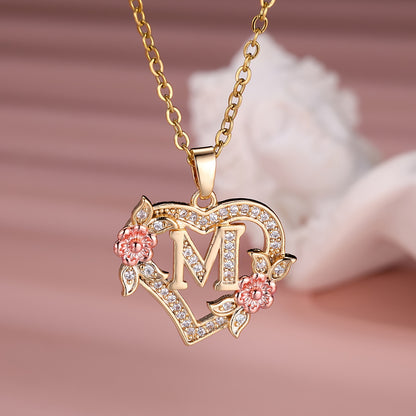 S925 Sterling Silver Heart Pendant Initial Letter Necklace for Women – Moissanite Sparkling, Personalized A-Z Name Jewelry, Birthday & Holiday Gift