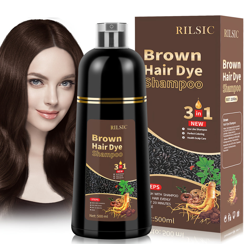 Hair Dye Shampoo for Grey Hair 3-Pack - Herbal Natural 3-in-1 Instant & Long-Lasting Gray Hair Coverage Shampoo for Men & Women, Plant Squalene Formula for All Hair Types