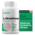 Vitasave L-Glutathione Supplement – 50mg Powerful Antioxidant for Immune Support, Skin Health – Vegan, Non-GMO, Gluten-Free – Third-Party Tested, Made in Canada – 120 Capsules (4-Month Supply)