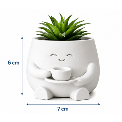 Cute Smiley Face Planter Set of 2 – Succulent Flower Pot & Pen Holder, Lightweight Desktop Decor for Home Office Bedroom, Unique Housewarming Birthday Gift for Women | ShopVora CA