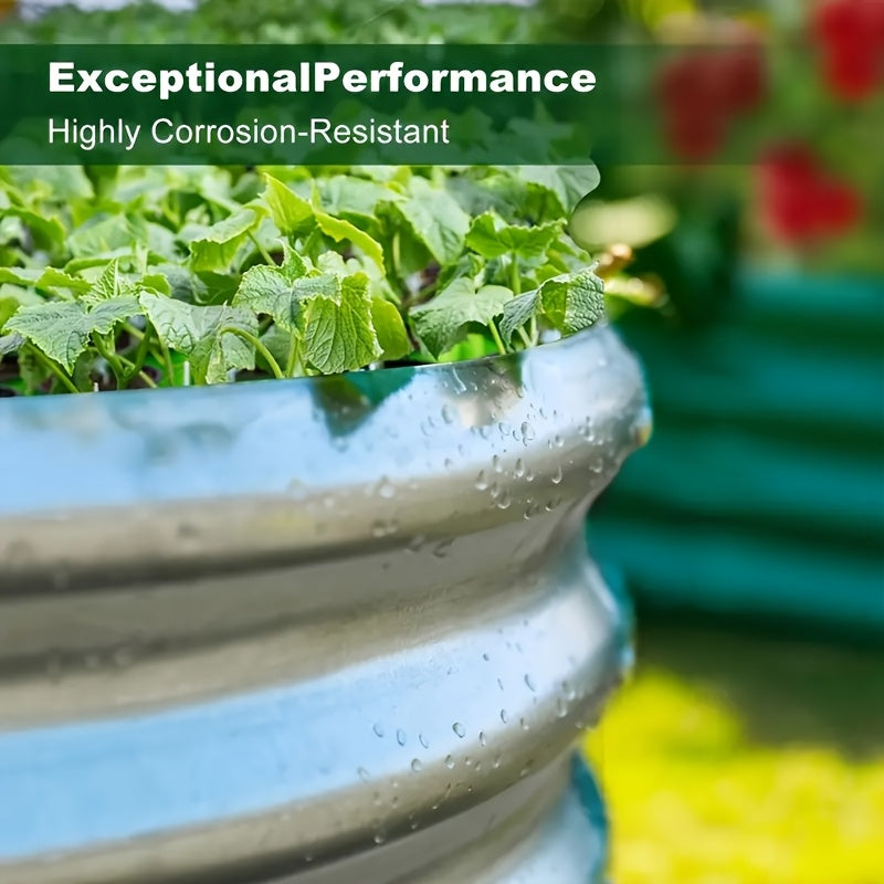 Galvanized Raised Garden Bed Kit 2 Pack - Oval Large Metal Planter Boxes Outdoor for Vegetables, Herbs & Flowers, Garden Boxes for Backyard, Patio & Lawn