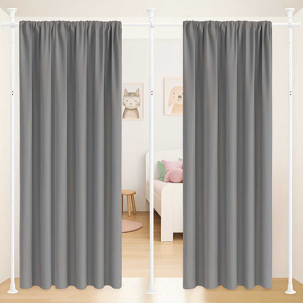 Tension Curtain Rod Floor to Ceiling No Drill – Adjustable Heavy Duty Freestanding Room Divider, 28-139" Wide 48-120" High, 55lb Capacity, Black & White | Canada