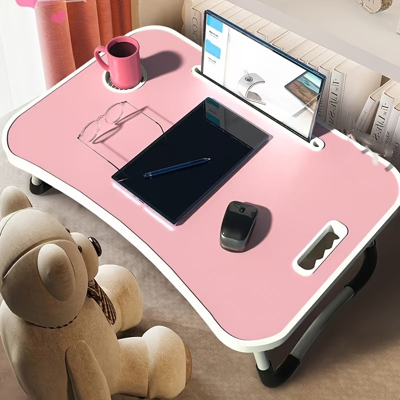 Foldable Laptop Bed Desk Tray with Cup Holder & Drawer, Large Portable Lap Desk Table Stand for Bed Sofa Couch Floor, for Laptop Study Reading Writing Eating – Adjustable Bed Tray for Adults Kids