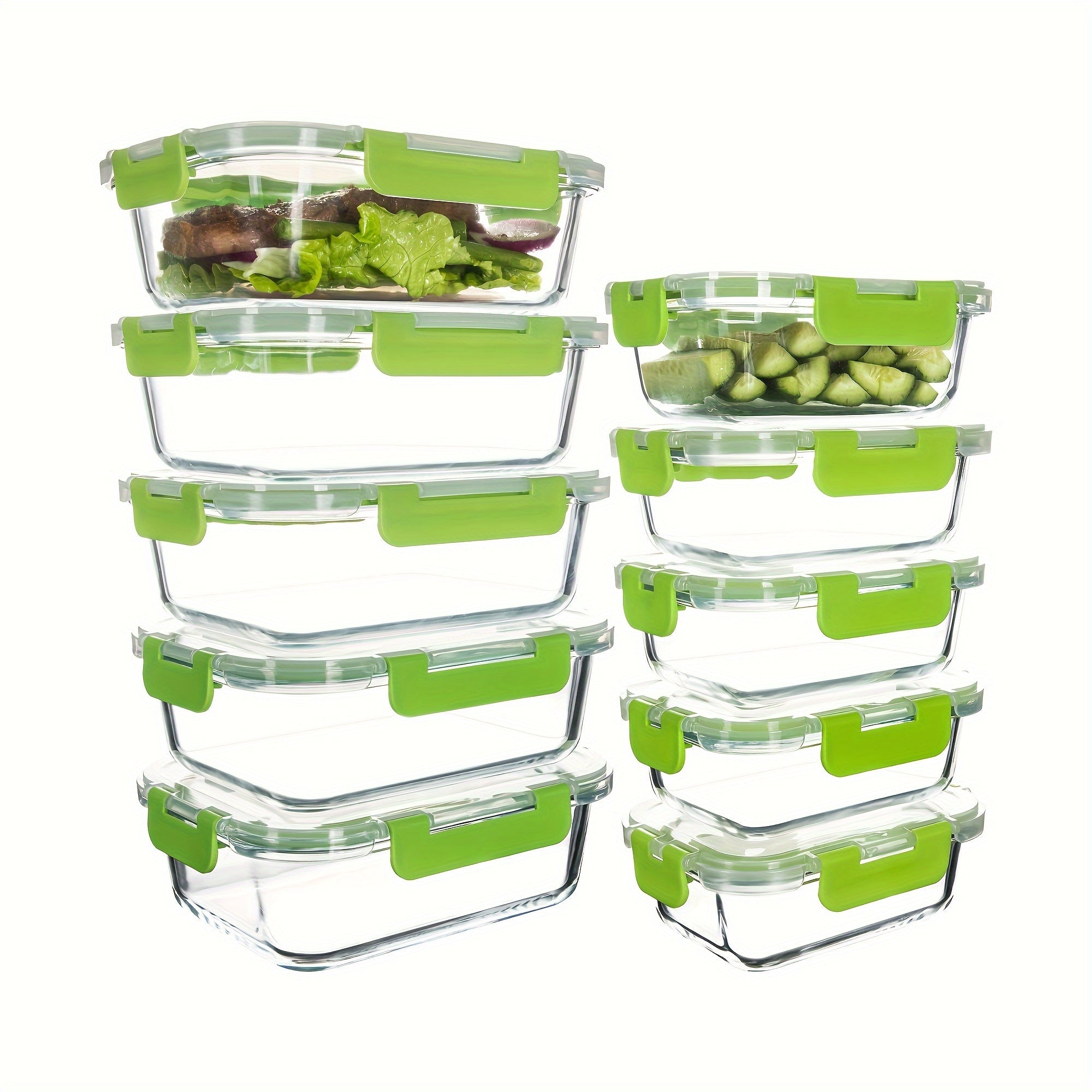 Borosilicate Glass Food Storage Containers Set 10/12 Pack with Leakproof Airtight Lids – Meal Prep, Lunch, Leftovers, Kitchen Pantry Organizer