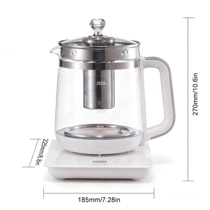 Yalulu Electric Kettle 1.8L Large Capacity Glass Tea Pot – 18 Smart Functions, 800W, Removable Filter, Heat-Resistant, Multi-Functional Health Pot for Tea, Camping & Home Use