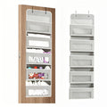 Over the Door Organizer 3/5-Tier – 44 lb Anti-Tilt Hanging Door Storage with 5 Large Pockets, No Drilling, Space-Saving for Bedroom Bathroom Pantry & Kitchen – Grey & Black