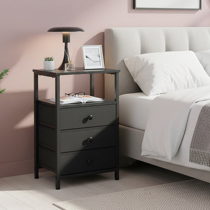 AMHANCIBLE Modern Nightstand with 3 Fabric Storage Drawers Bedside Table End Table for Bedroom Living Room Hallway Dorm Apartment Brown Dark Gray Canada
