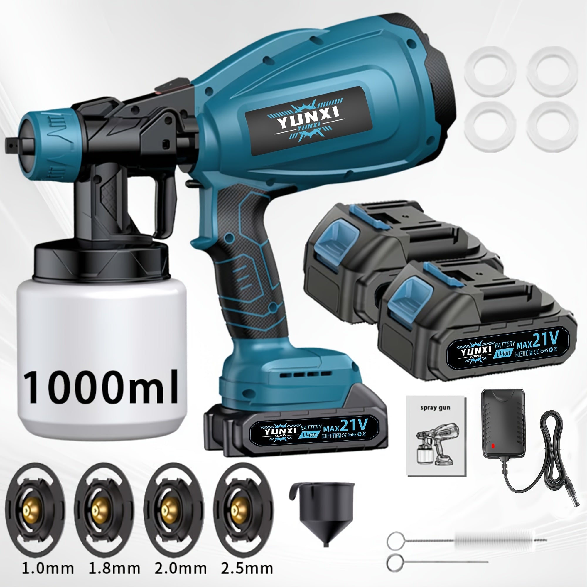 Cordless Electric Paint Spray Gun - Rechargeable Lithium Battery HVLP Sprayer for Home Walls, Furniture, Cabinets, Fences & Doors - Wireless High-Voltage Airless Painting Tool, Easy to Clean
