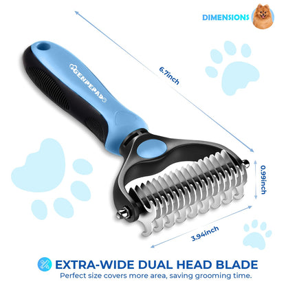 Double-Sided Pet Dematting Comb for Cats & Dogs – Wide Stainless Steel Teeth for Detangling, Deshedding & Thinning Fur, Removes Hairballs & Knots