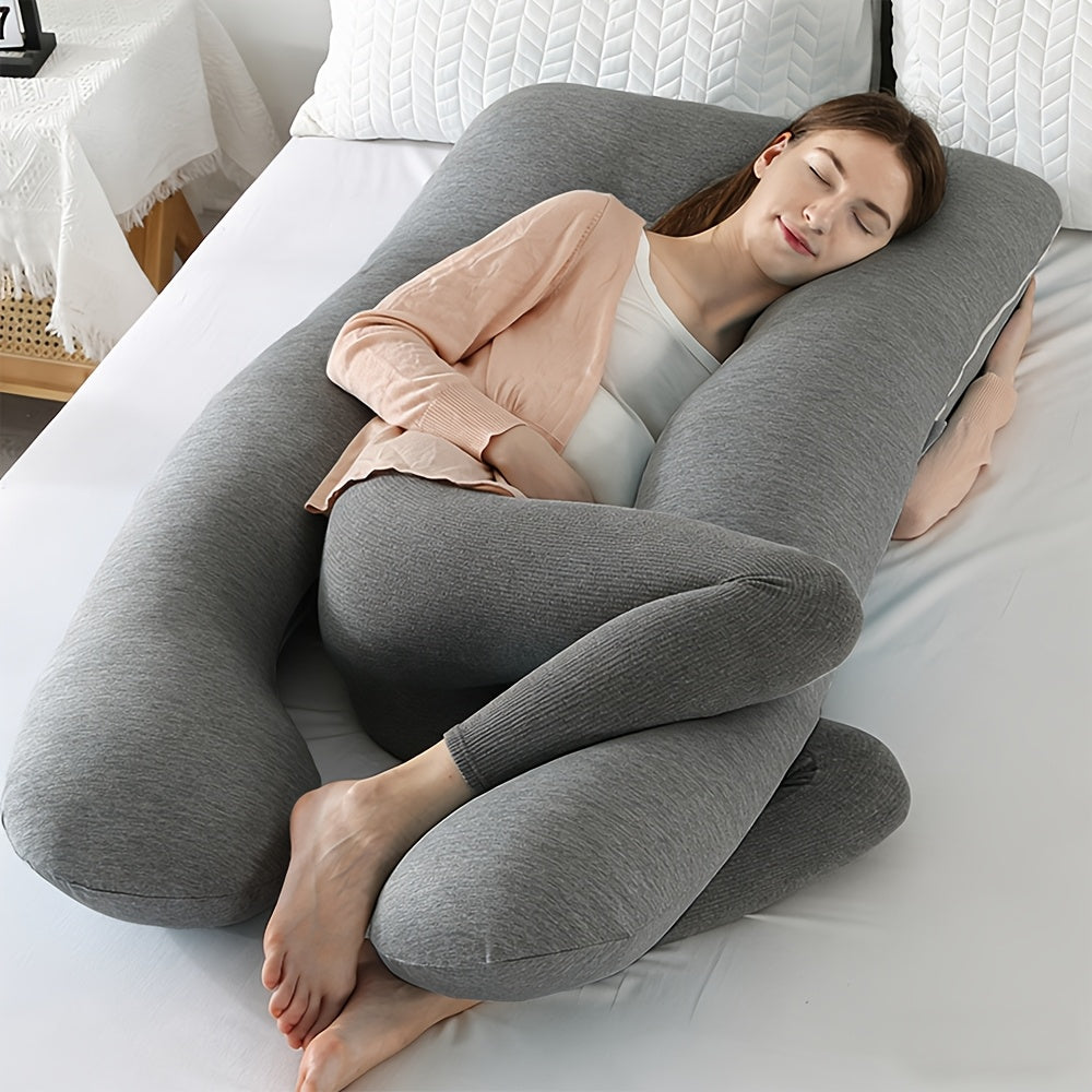 U-Shaped Pregnancy Pillow 47 Inch with Velvet Removable Cover – Full Body Maternity Pillow for Sleeping, Back & Belly Support for Pregnant Women & Adults