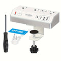 A Single Desk Clamp Power Strip Featuring USB-C, with 20W PD for Quick Charging, Designed to Be Removable And Serve As a Surge Protector. It Includes an 8.8-Foot Extension Cord with a Flat Plug, Offering 4 Outlets And 4 USB Ports