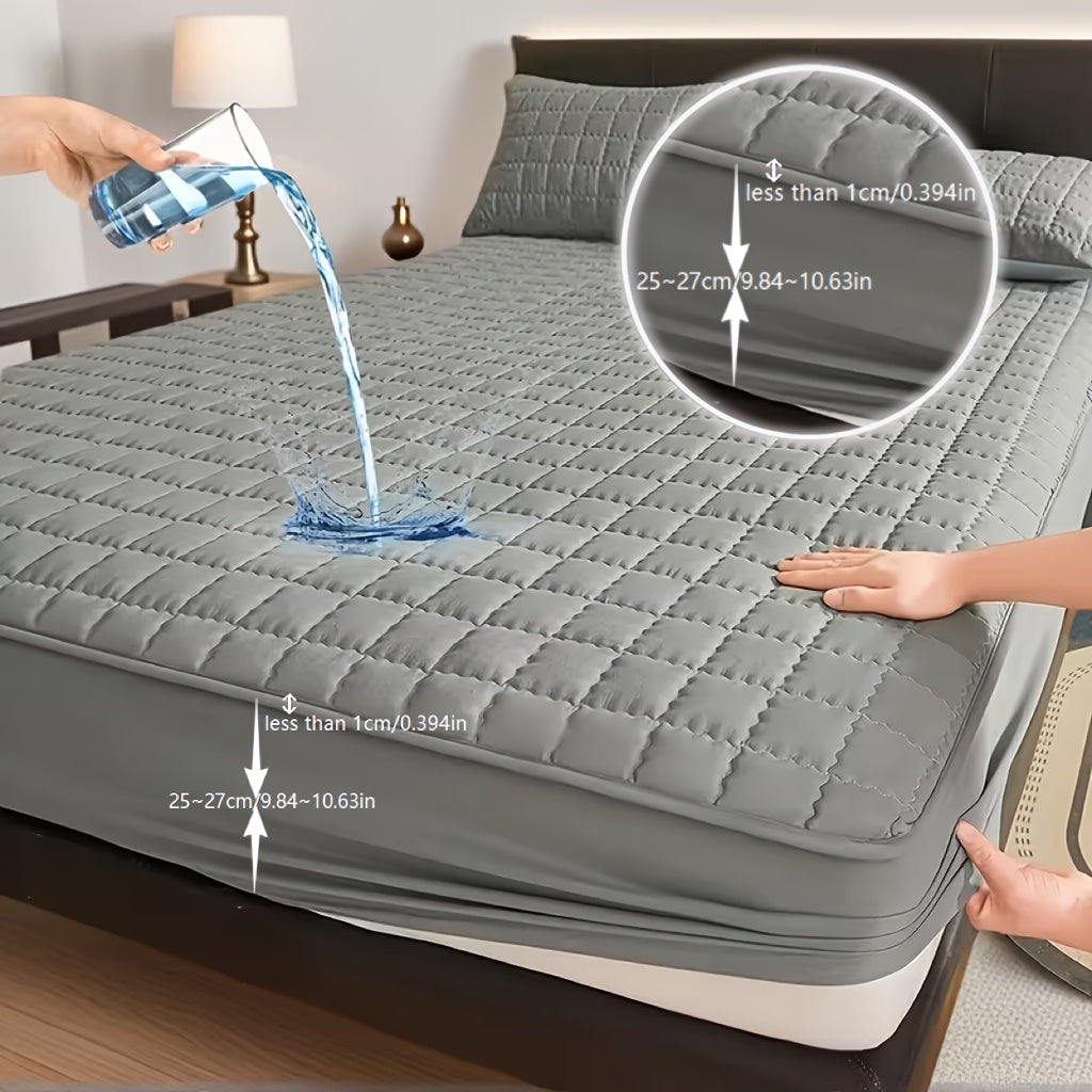 1pc Quilted Cooling Mattress Protector, 9-15" Deep Pocket, Waterproof, Machine Washable - Home Bedding, Pillowcase Not Included