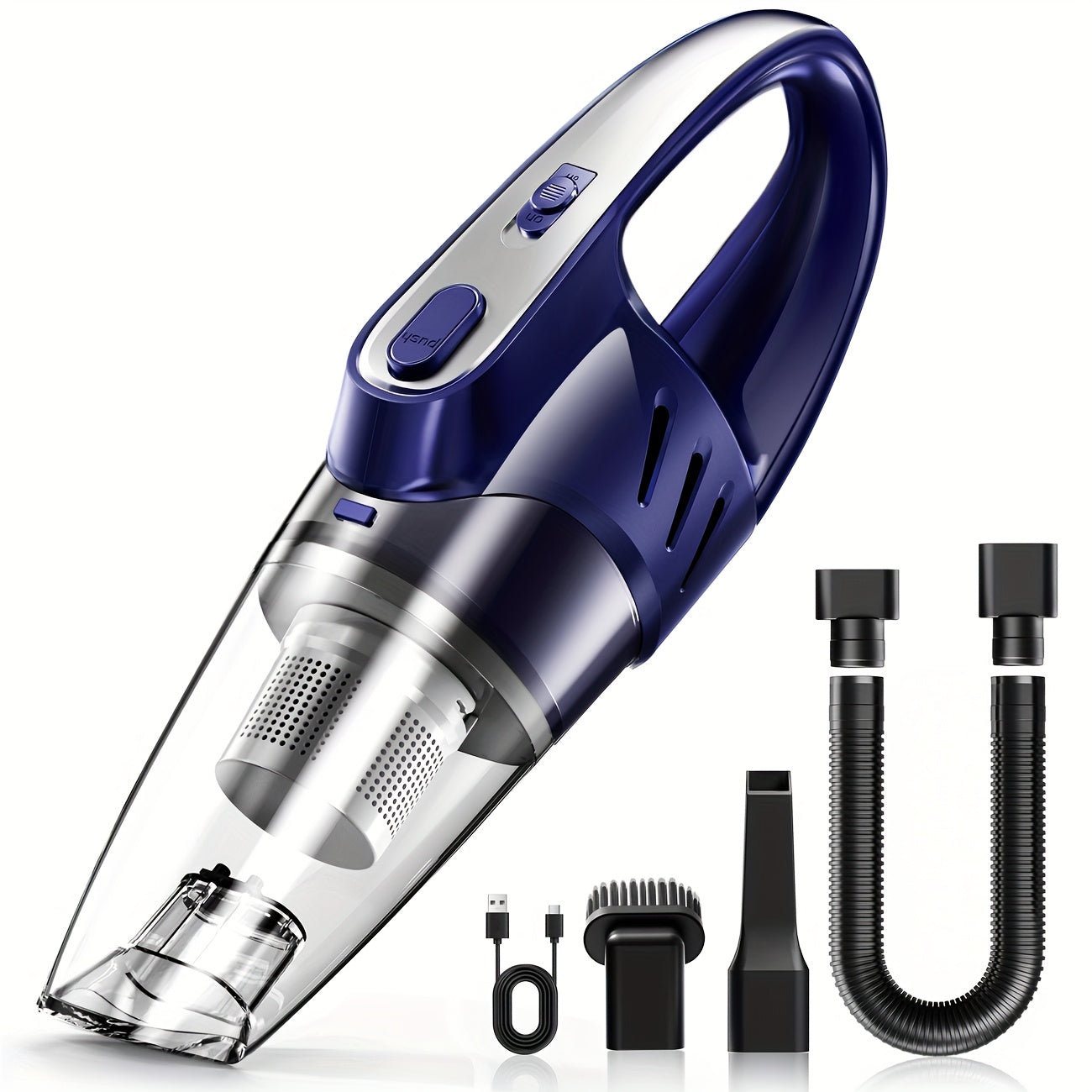 Pink Handheld Car Vacuum Cleaner 6000PA Super Suction 2000mAh Low Noise with 5 Attachments – Car Interior, Home & Pet Hair Cleaning Gift for Women