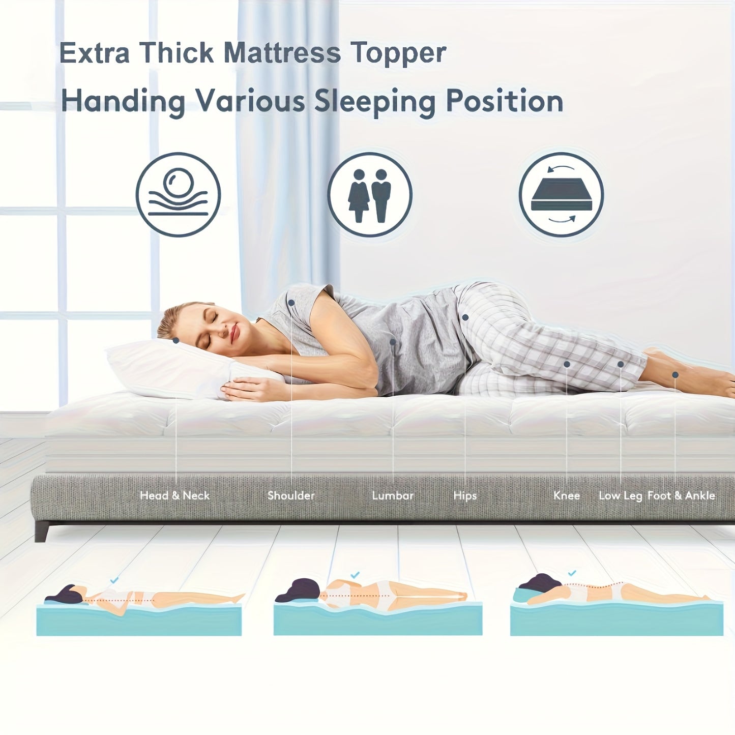 Deep Pocket Cooling Mattress Protector for Side & Back Sleepers – 8-21 Inch Fit, Breathable Pressure Relief & Spine Support, Machine Washable, Durable Fitted Mattress Cover for All Bed Frames & Sizes