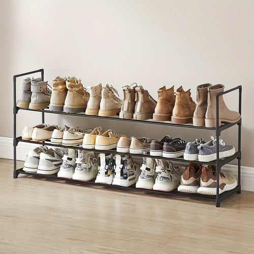 3 Tier Metal Shoe Rack Stackable Shoe Organizer Shelf Holds 18-24 Pairs Tool-Free Assembly Entryway Closet Bedroom Hallway Black Canada