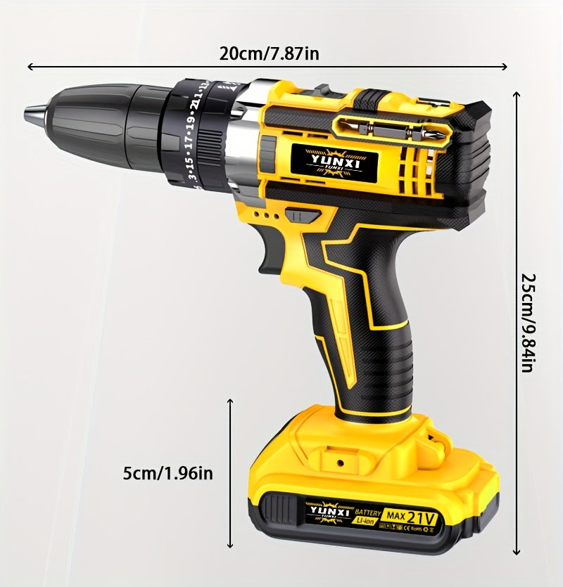 Additions Sold Separately Wireless Portable Drill, Optional Multifunctional Rechargeable Drill Set, Optional with Work Light, Battery And Quick Charger, Suitable for Wood, Metal, Project Drill Set