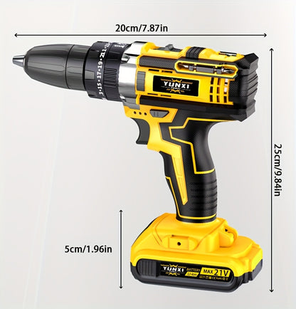 Cordless Drill Set with Work Light & Quick Charger – Multifunctional Rechargeable Wireless Portable Drill for Wood Metal Home Projects