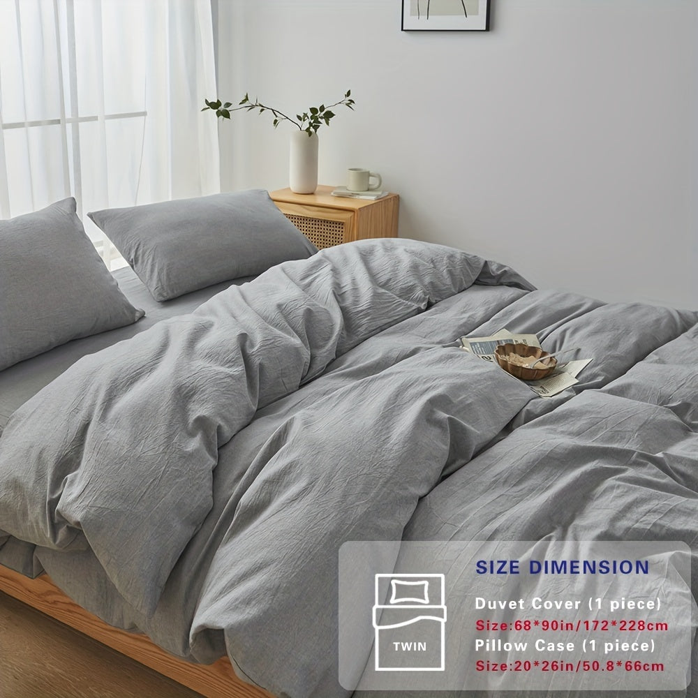 100% Washed Cotton Duvet Cover Set – Breathable, Durable & Ultra-Soft Comfy Bedding Set for All Seasons, Multiple Sizes & Colours