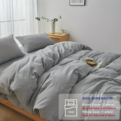 100% Washed Cotton Duvet Cover Set – Breathable, Durable & Ultra-Soft Comfy Bedding Set for All Seasons, Multiple Sizes & Colours