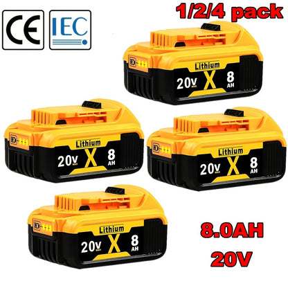 DeWalt 20V Max Replacement Battery 8.0Ah – Compatible DCB206 DCB204 DCB203 DCB201 DCB200 DCB207 DCB208, 3-LED Indicator, 500-Cycle Lithium-Ion, 1/2/4 Pack | Canada