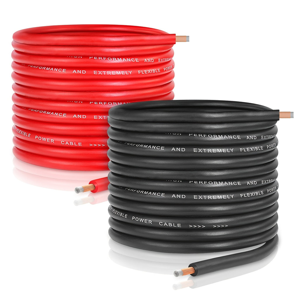 25 Feet of Black And 25 Feet of Red 8 Gauge CCA Wire, Suitable for Automotive Applications, Car Audio Battery Connections, Power And Ground Wiring, Marine Use, Welding, And Electrical Audio Setups for Amplifiers, Without Battery
