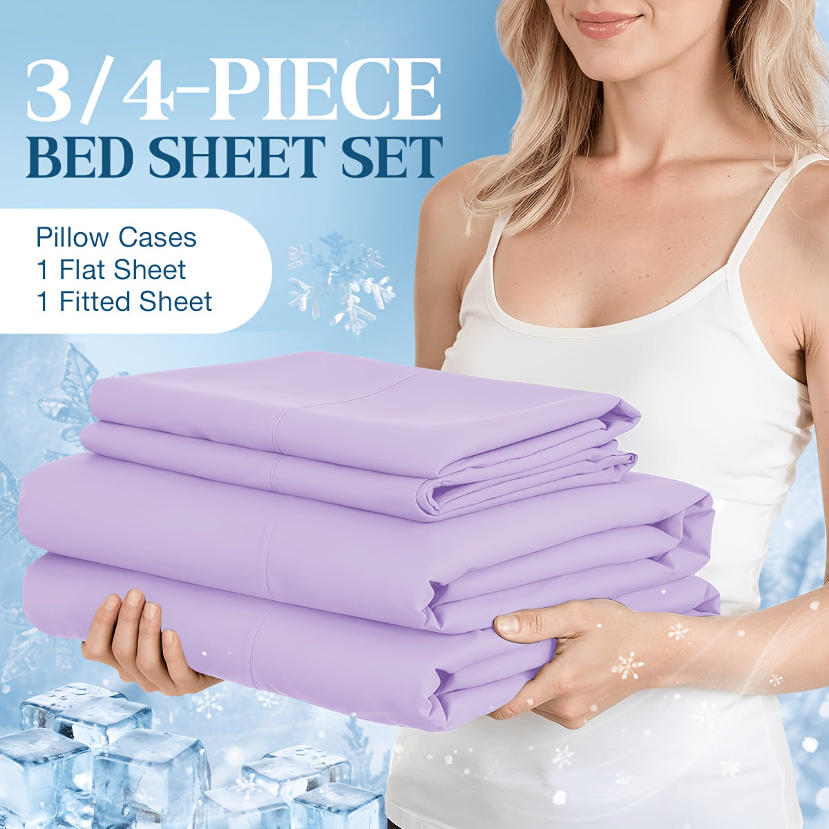 Ice Cooling Bed Sheet Set - King Size Bed Sheets Sets, Breathable And Smooth - Cooling Kids Bedding Set, Fit For Hot Sleepers And Sweats, Pillowcases, Flat Sheet And Fitted Sheet - Room Decor