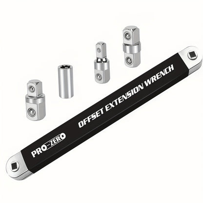 Flex Head Ratchet Wrench Set 2-in-1 Offset Extension with 1/2" 1/4" 3/8" Adapters – 180° Swivel High Torque Non-Slip Handle for Tight Spaces, DIY & Mechanic Hand Tool