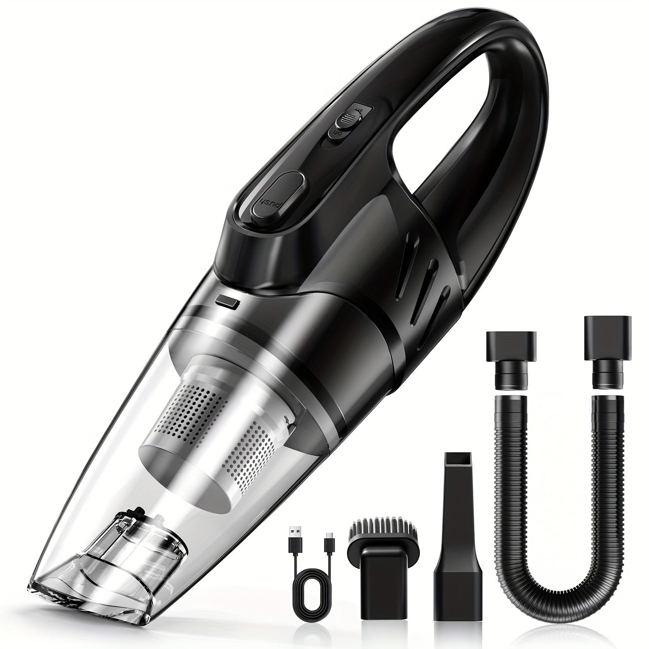 Car Vacuum Cleaner, 6000PA Super Strong Suction Power Handheld Vacuum Cleaner, 2000Mah, Low Noise, with Five Matching Additions, Suitable for Car Interior, Home And Pet Cleaning, Ladies' Car Additions Pink Girl Car Supplies Gift