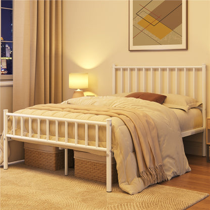 Metal Platform Bed Frame Vertical Bar Headboard Minimalist Farmhouse Metal Bed Foundation with Underbed Storage Twin Full Queen Size for Guest Room Loft Condo Apartment Bedroom Canada