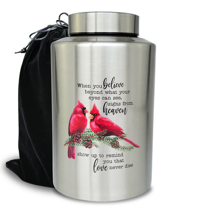 Large Cremation Urn for Human Ashes Up to 220 Lbs – Decorative Butterfly Stainless Steel Memorial Urn for Adults, Includes Velvet Bag, Secure Screw Lid | ShopVora CA