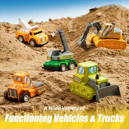 Pull Back City Cars & Trucks Toy Set 18 Pieces – Friction Powered Vehicles for Toddlers, Party Favour & Goodie Bag Stuffers, Birthday Gift for Boys & Girls