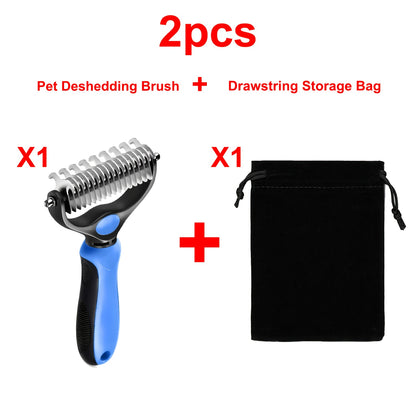 Double-Sided Pet Dematting Comb for Cats & Dogs – Wide Stainless Steel Teeth for Detangling, Deshedding & Thinning Fur, Removes Hairballs & Knots