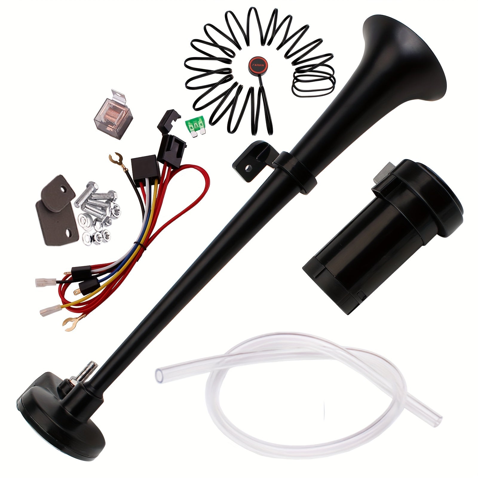 ALLREY 12V Air Horn Kit Super Loud 18" Single Trumpet Truck & Train Horn with Compressor, Chrome Zinc Alloy, Easy Install for Cars, Trucks, SUVs & Boats Canada